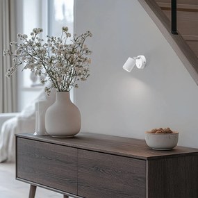 Faretto da parete Fun, bianco, altezza 14 cm, regolabile, GU10 Fun Luminex, Bianco / Opale, Soggiorno / Sala da pranzo, Metallo, Moderno, Faretto alogeno