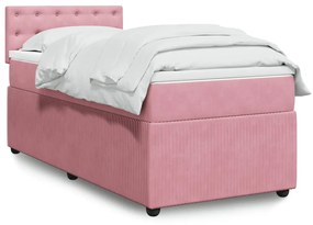 Giroletto A Molle Con Materasso Rosa 100x200 Cm İn Velluto /