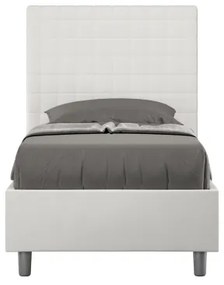 Letto singolo contenitore imbottito 80x200 similpelle bianco Sunny