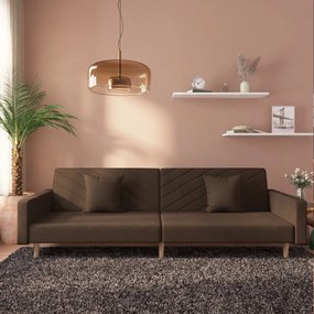 Divano Letto A 2 Posti Con 2 Cuscini Marrone İn Tessuto /