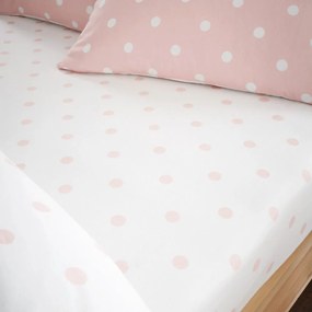 Lenzuolo con angoli bianco e rosa in flanella 90x190 cm Polka Dot – Catherine Lansfield