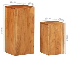 Supporti per Piante 2 pz in Legno Massello di Acacia