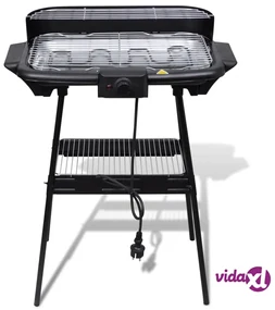 vidaXL Barbecue elettrico rettangolare da giardino con grill e supporto