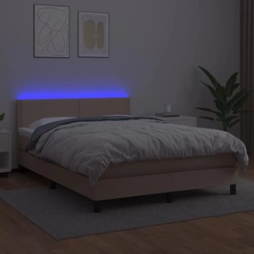 Giroletto molle materasso e led cappuccino 140x200cm similpelle