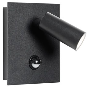 Lampada da parete per esterni nera con LED IP54 sensore di movimento - Simon