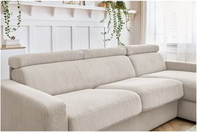 Divano angolare color crema allungabile (con composizione variabile) con rivestimento in velluto a coste Monaco – Bobochic Paris