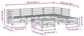 Set Salotto da Giardino 7 pz Grigio in Legno Massello di Pino