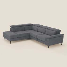 Estro Divano angolare estraibile - poggiatesta reclinabili in tessuto impermeabile T14 grigio
