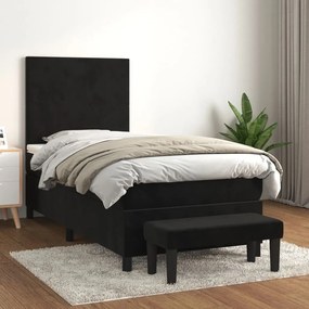 Giroletto A Molle Con Materasso Nero 100x200 Cm İn Velluto /