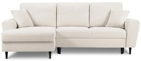 Divano angolare beige allungabile e con contenitore (con penisola a sinistra/con chaise lounge) con rivestimento in bouclé Kyoto – Cosmopolitan Design