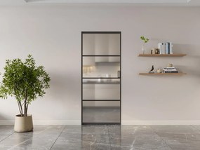 Porta scorrevole con sistema a incasso H205 x L73 cm Alluminio e Vetro temperato smerigliato - SINCA II