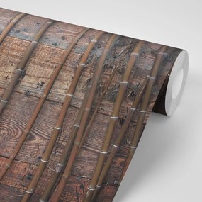Carta da parati – Bambù esotico su legno