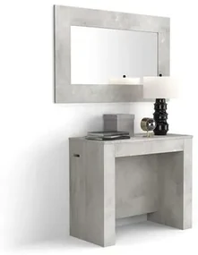 Tavolo Consolle Allungabile con porta prolunghe Easy, Grigio Cemento