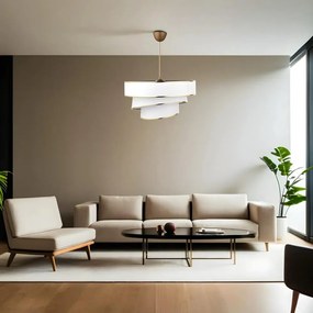 Lampadario bianco/dorato con paralume in tessuto ø 40 cm Couper – Opviq lights