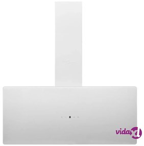 vidaXL Cappa a Parete 90 cm in Acciaio e Vetro Temperato Bianco