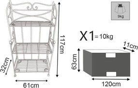DORIANE - scaffale 3 piani stile provenzale in ferro verniciato