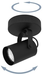 Spot Contemporaneo Sorego In Acciaio Nero 1 Luce Gu10 3W Ip20