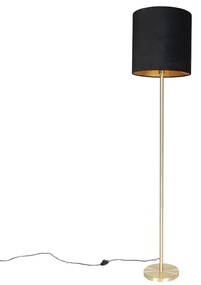 Lampada da terra classica ottone con paralume nero 40 cm - Simplo