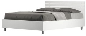 Letto Matrimoniale francese 140x190 cm testata dritta con doghe Ank - Con rete,Bianco Frassino