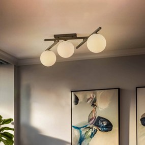 EMIBIG LIGHTING Plafoniere Smart, nero/opale, a 3 luci