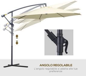 Ombrellone Decentrato da Giardino in Alluminio 3M con Protezione UV Beige...