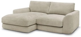 Divano angolare beige (con penisola a sinistra/con chaise lounge) con rivestimento in ciniglia Leonore – Bobochic Paris