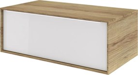 Mobile da bagno sospeso sotto lavabo L 90 x H 33 x P 48 cm quercia di campagna laccato lucido, 1 cassetto SENSEA Neo