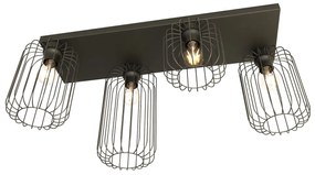 Plafonriera Minimal Industrial Vulcano 4 Luci Lineari Nera