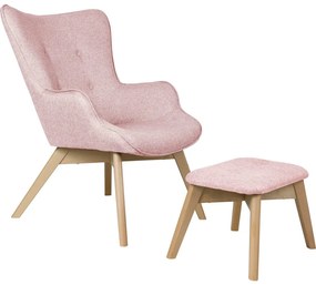 Poltrona con poggiapiedi rosa chiaro Niko – Ropez