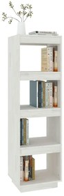 Libreria/Divisorio Bianco 40x35x135cm in Legno Massello di Pino