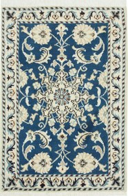 Nain Tappeto 90x60 Blu (Iran) Annodato A Mano
