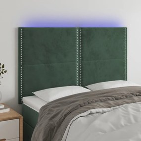 Testiera A Led Verde Scuro 144x5x118/128cm İn Velluto /