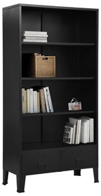 Libreria industriale nera 90x40x180 cm in acciaio