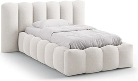 Letto singolo imbottito color crema con contenitore con rete inclusa 90x200 cm Lupine – Micadoni