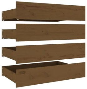 Cassettoni da Letto 4 pz in Legno Massello di Pino Miele