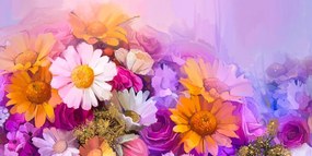 Stampa su tela – Dipinto a olio di fiori colorati