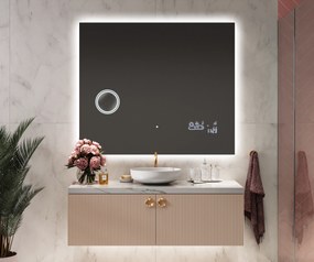 Rettangolare specchio bagno con luce LED L58 specchio retroilluminato da trucco con Specchio cosmetico, Tappetino riscaldante