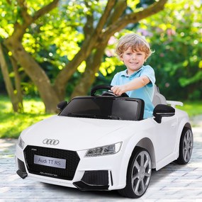 Costway Macchinina per bambini con 2 motori telecomando MP3, Audi TTRS con batteria 12 V per bambini Bianco