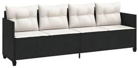 Set divani da giardino 5 pz con cuscini in polyrattan nero