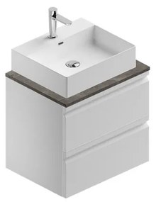 Mobile da bagno sotto lavabo Pull bianco/grey laccato opaco L 60 x H 56 x P 46 cm 2 cassetti, lavabo non incluso