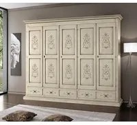 Armadio 5 porte classico in legno avorio shabby 254x61x240