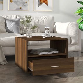 Tavolino da salotto rovere marrone 55x55x40cm legno multistrato