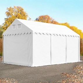 TOOLPORT 4x6 m tenda capannone, altezza 2,6m, PVC 800, telaio perimetrale, bianco, con statica (sottofondo in terra) - (517632)