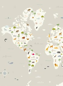 Coordonne Carta da parati panoramica Animal Map - Cloud