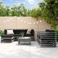 Set Salotto da Giardino 7 pz Grigio in Legno Massello di Pino 3186237