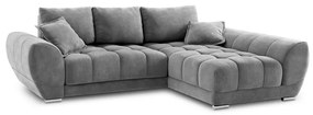 Divano letto angolare grigio con rivestimento in velluto, angolo destro Nuage - Windsor &amp; Co Sofas