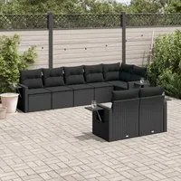 Set Divani da Giardino con Cuscini 8 pz Nero in Polyrattan 3252752