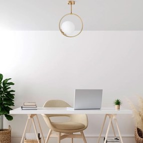 Plafoniera dorata con paralume in vetro 39x26 cm Dolunay – Opviq lights