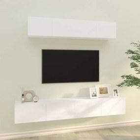Set di mobili porta tv 4 pz bianco in legno multistrato