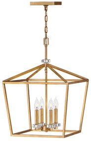 Lampadario Industrial Nordico Stinson Acciaio Ottone Antico Grande 4 Luci E14